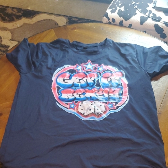 SHEIN Other - SHEIN Blue Tee with Red and White Graphic